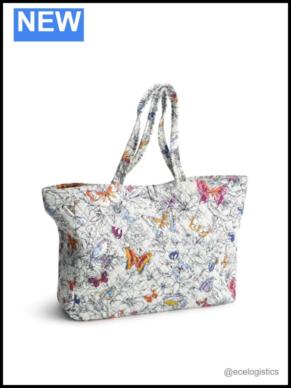 Premium Cotton Quilted Tote Bag with Floral Print, Lightweight